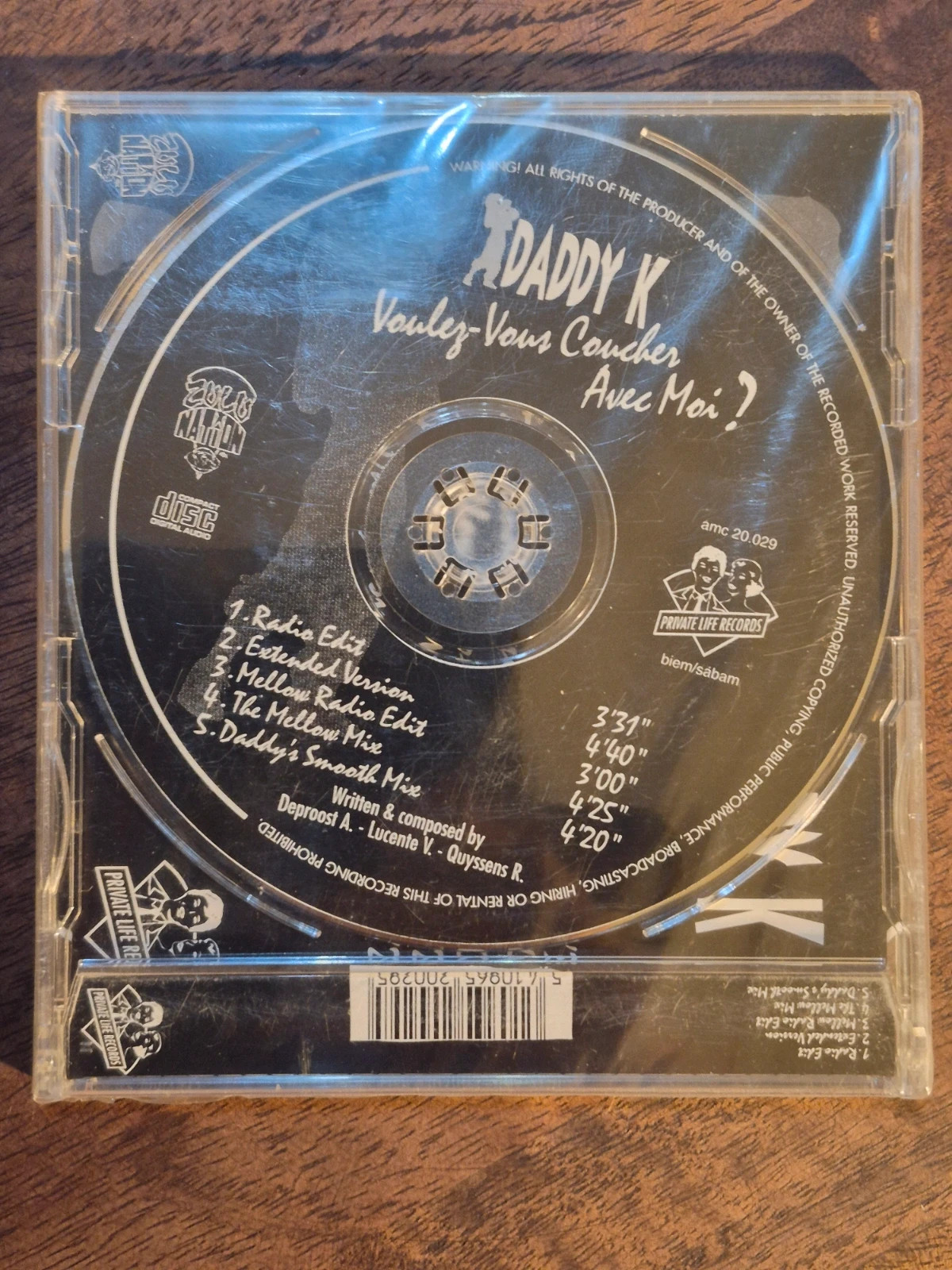 Maxi CD Single - Daddy K - Voulez-vous coucher avec moi ? (1994) 2
