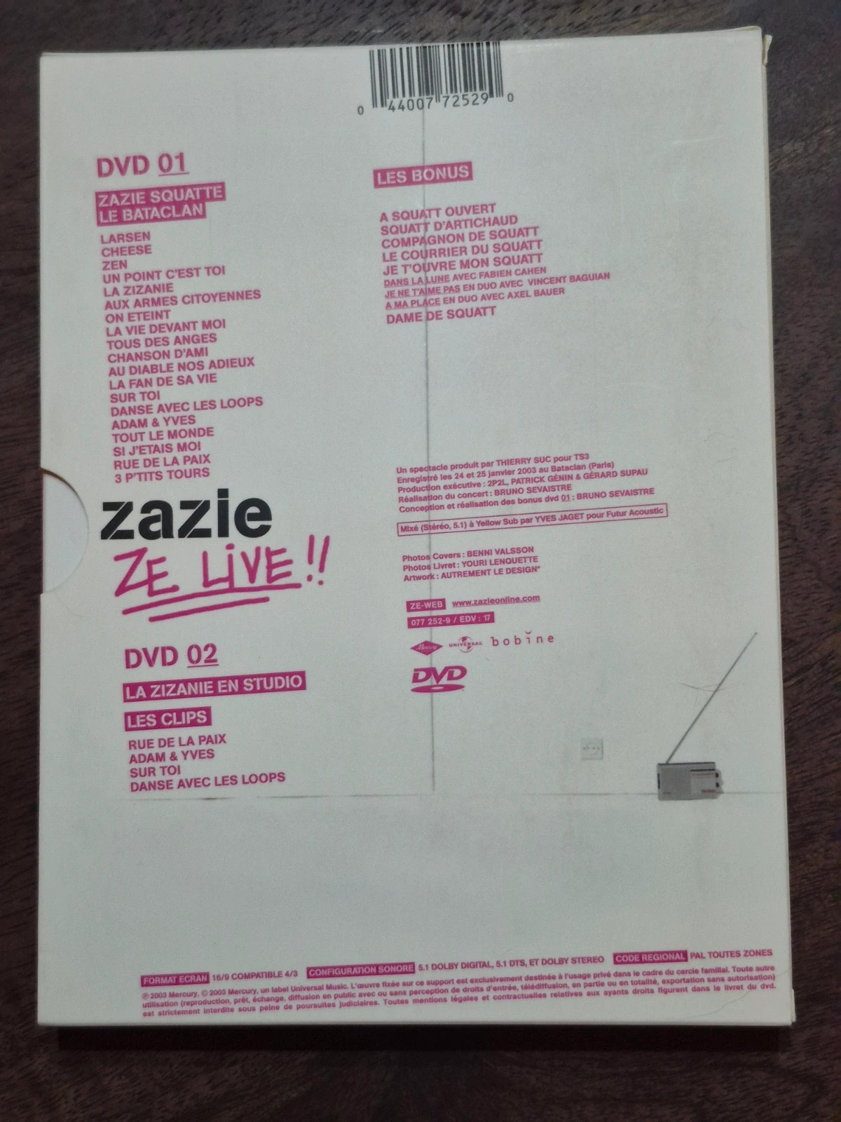 Coffret Double DVD Zazie - Ze Live (Bataclan 2003) 2