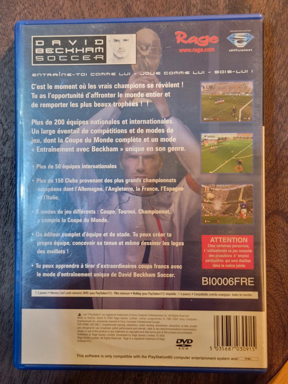 Titre de l'annonce : Jeu PS2 - David Beckham Soccer - Complet version francaise 2
