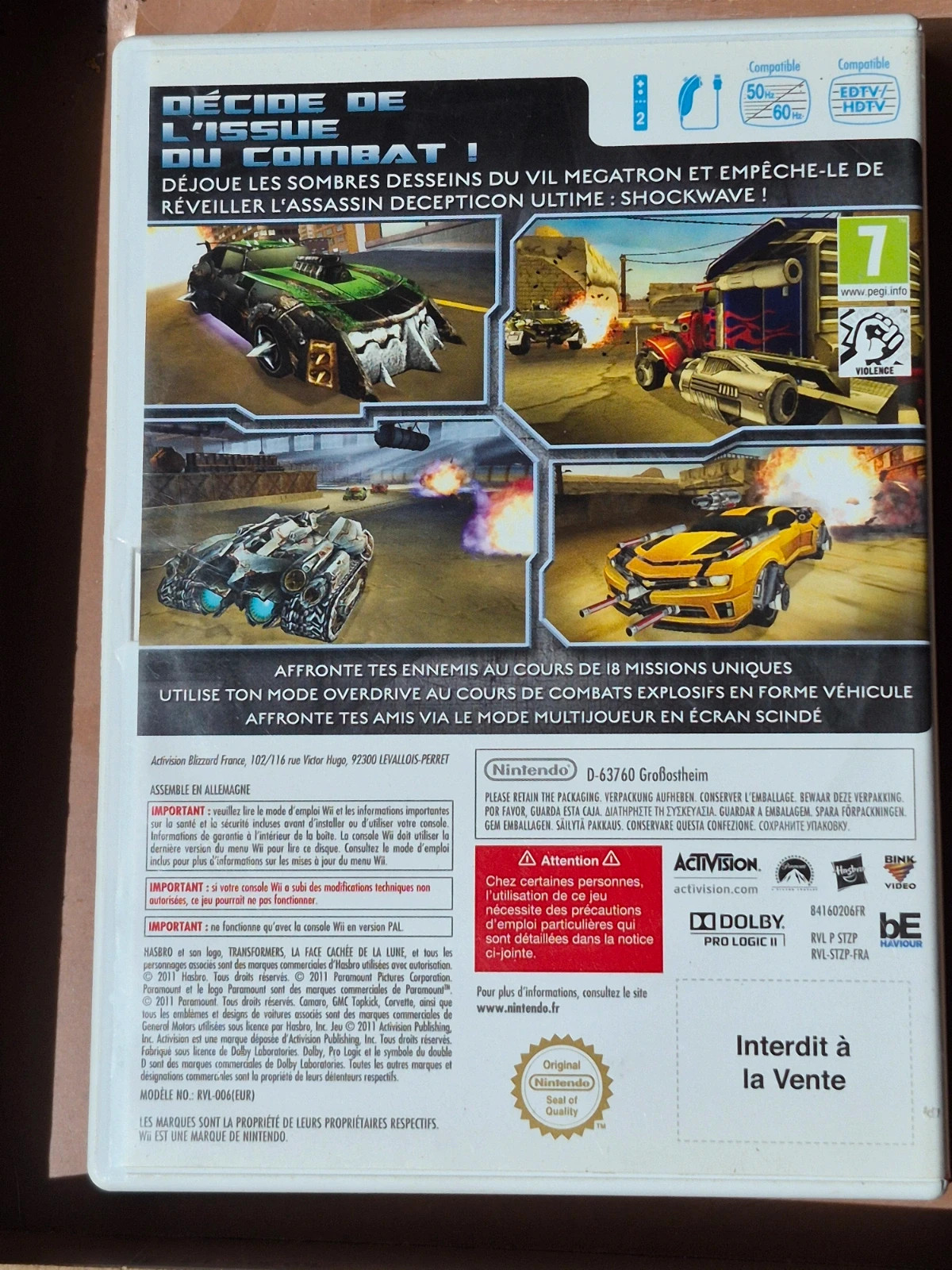 Jeu Nintendo Wii Transformers 3 La Face Cachée de la Lune 2