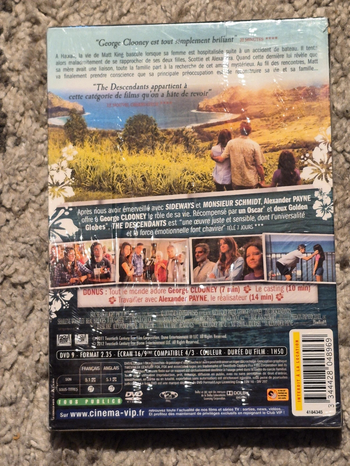DVD The Descendants avec George Clooney - Édition Fourreau 2