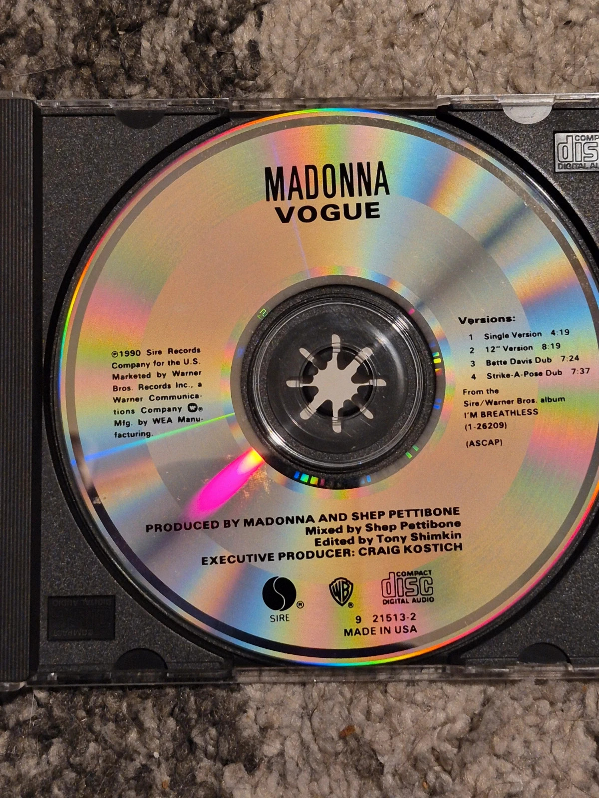 CD Maxi-Single Madonna - Vogue (1990) - Pressage US Original 5