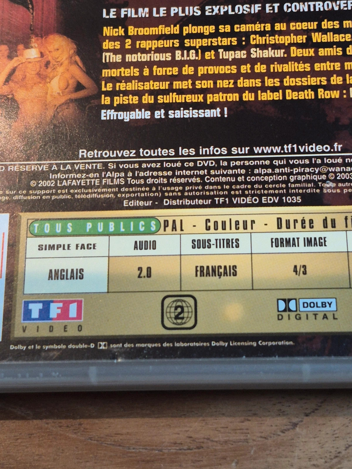 DVD Biggie & Tupac - Enquête Rap US (Édition TF1) 3