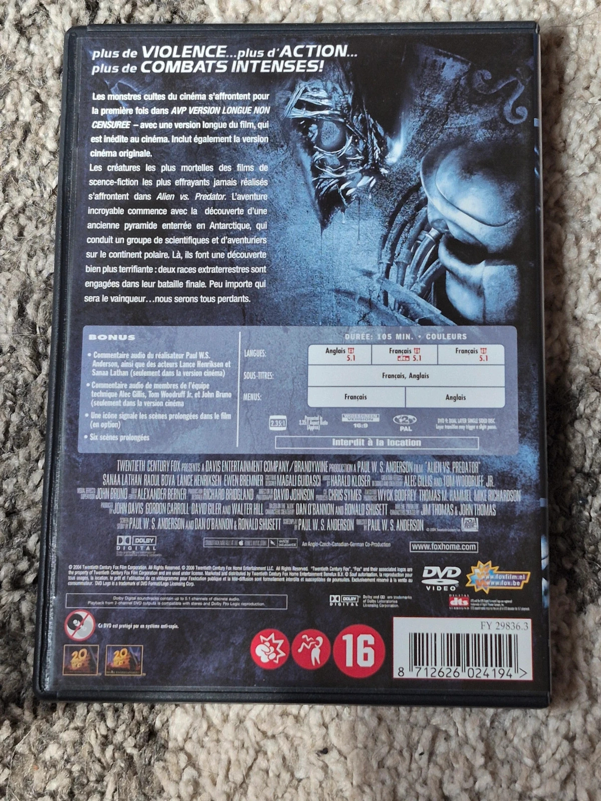 DVD Alien vs. Predator (AVP) - Version Longue Non Censurée 2
