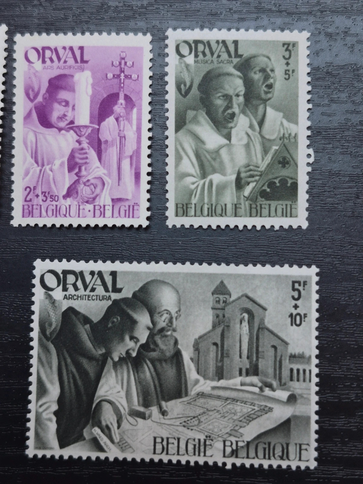 Lot 11 timbres Belgique - 4e série Orval 1941 (Quasi-complet) 4