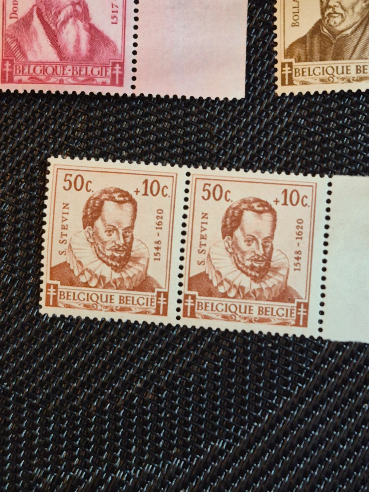 Lot timbres belges anciens Carolus V, Ortelius, Stevin paires neuves Belgique 5