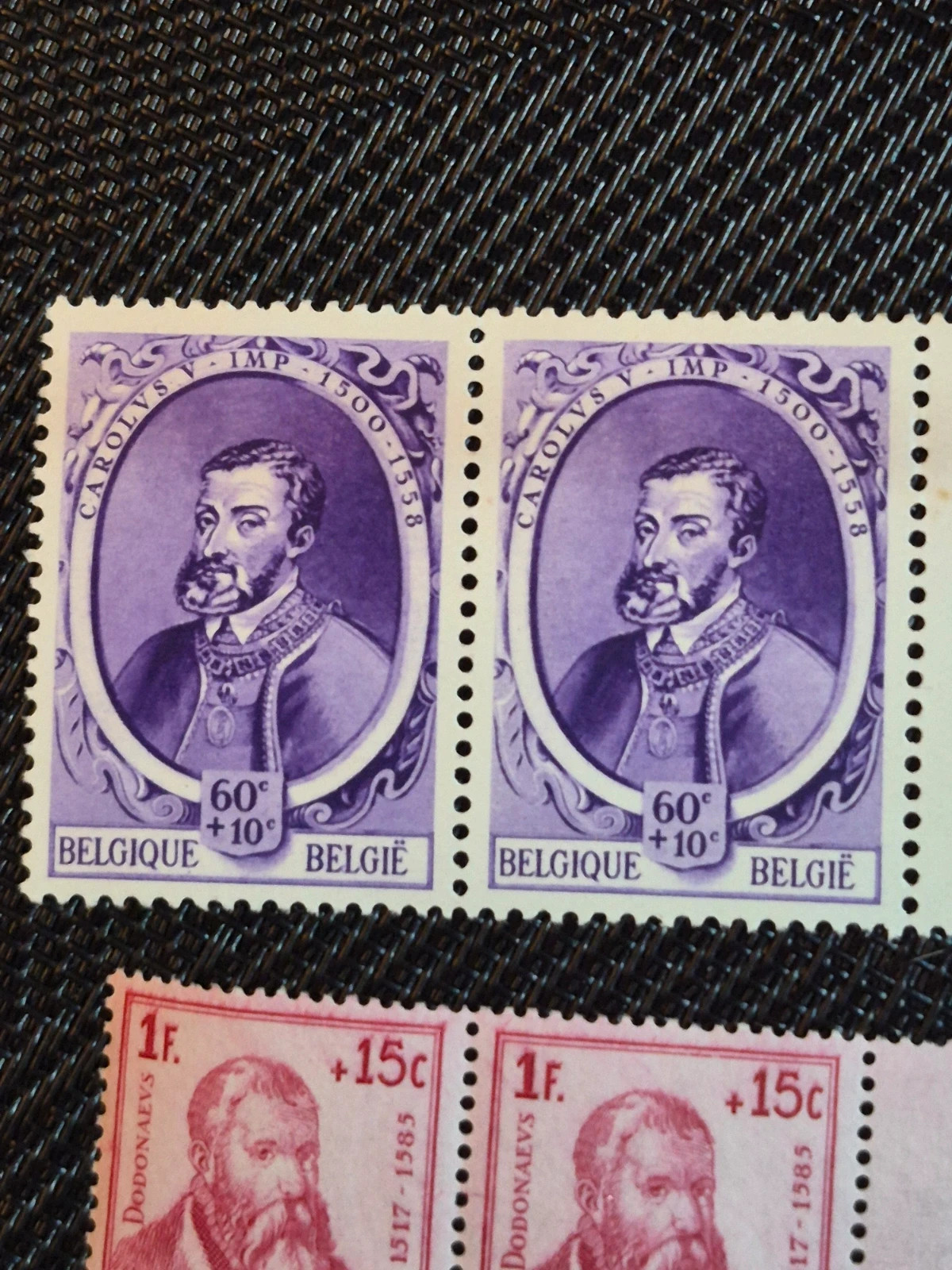 Lot timbres belges anciens Carolus V, Ortelius, Stevin paires neuves Belgique 2