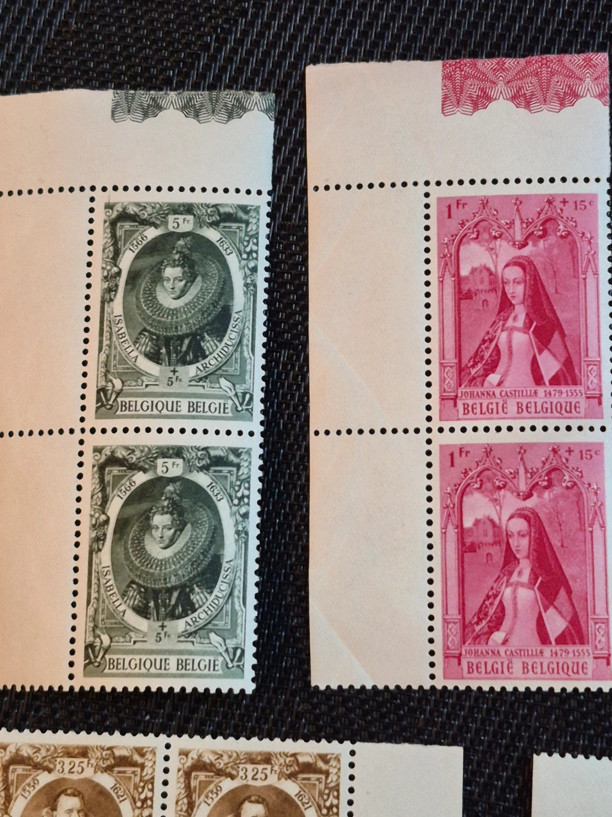 Lot timbres belges anciens années 1930-50 personnages historiques paires et blocs neuf 2