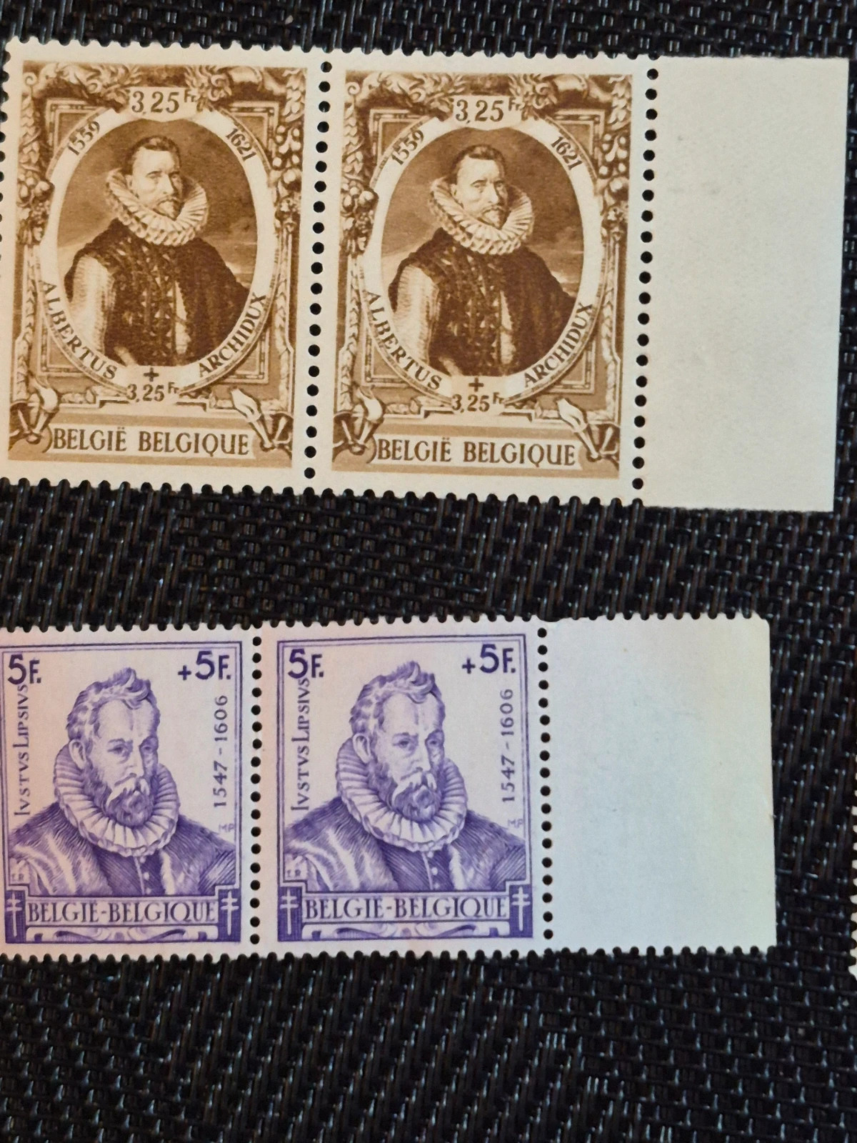 Lot timbres belges anciens années 1930-50 personnages historiques paires et blocs neuf 5