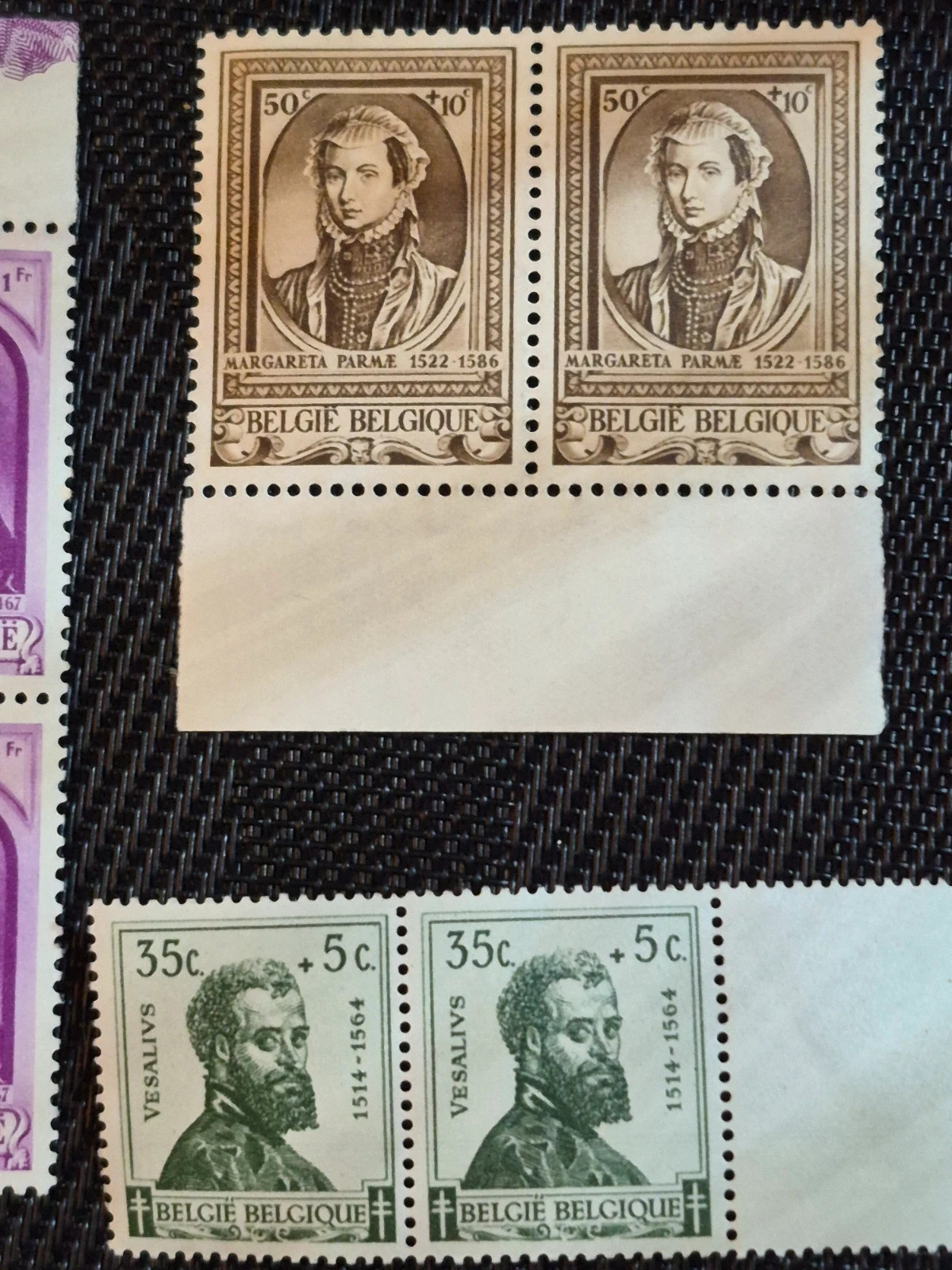 Lot timbres belges anciens années 1930-50 personnages historiques paires et blocs neuf 4
