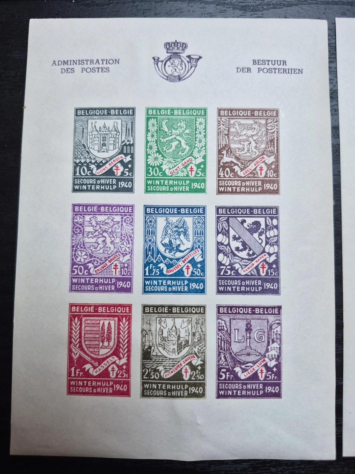 Lot Timbres Belgique 1940 Secours d'Hiver Blocs 10 & 10A Neufs 2