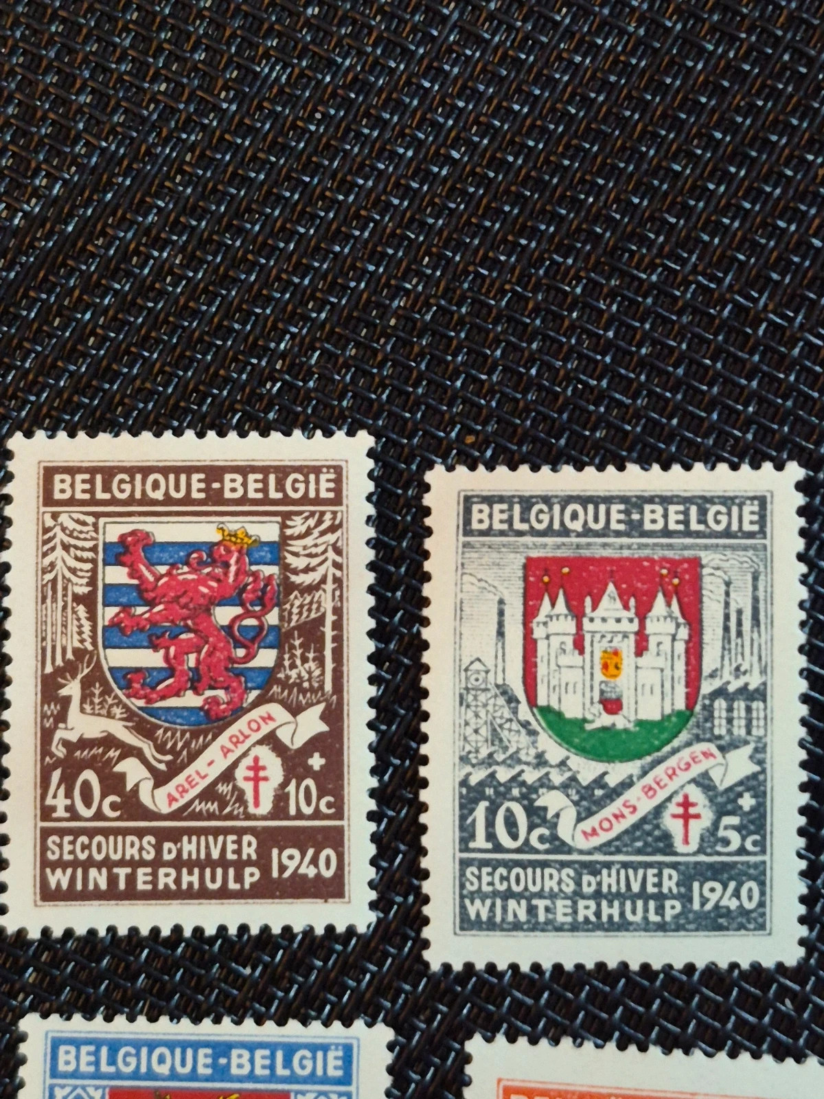 Série complète timbres belges Winterhulp Secours d'Hiver 1940 9 villes WWII 2
