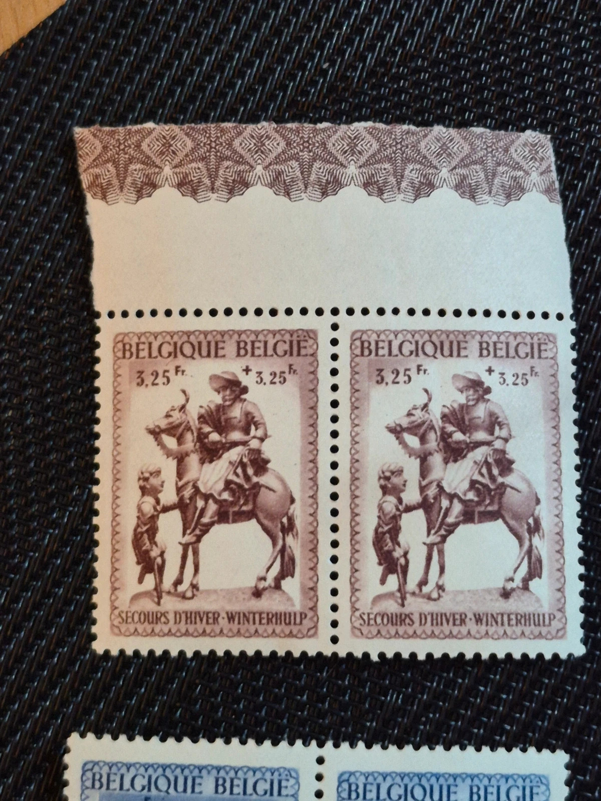 Lot timbres belges Winterhulp Secours d'Hiver 1942 cavaliers paires neuves WWII Belgique 2