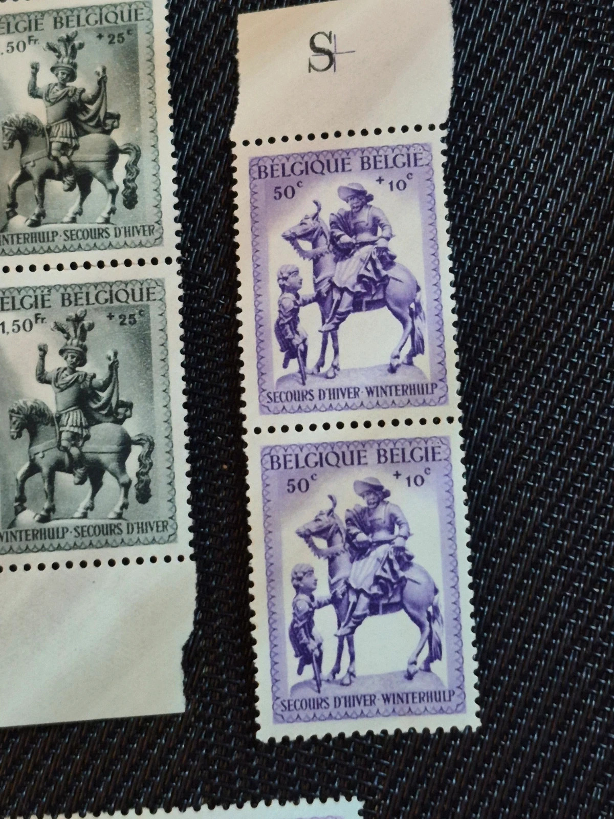 Lot timbres belges Winterhulp Secours d'Hiver 1942 cavaliers paires neuves WWII Belgique 5