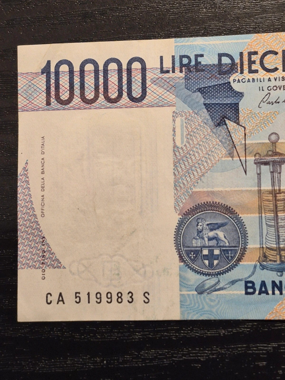 Billet 10 000 Lire Italienne Alessandro Volta Banca d'Italia 1984 2