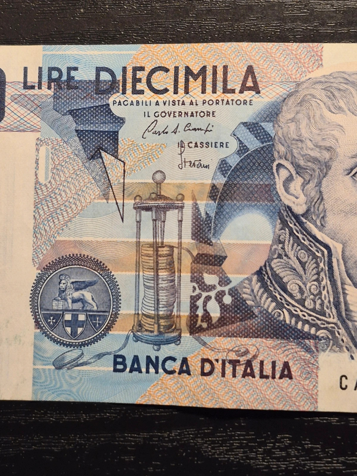 Billet 10 000 Lire Italienne Alessandro Volta Banca d'Italia 1984 3