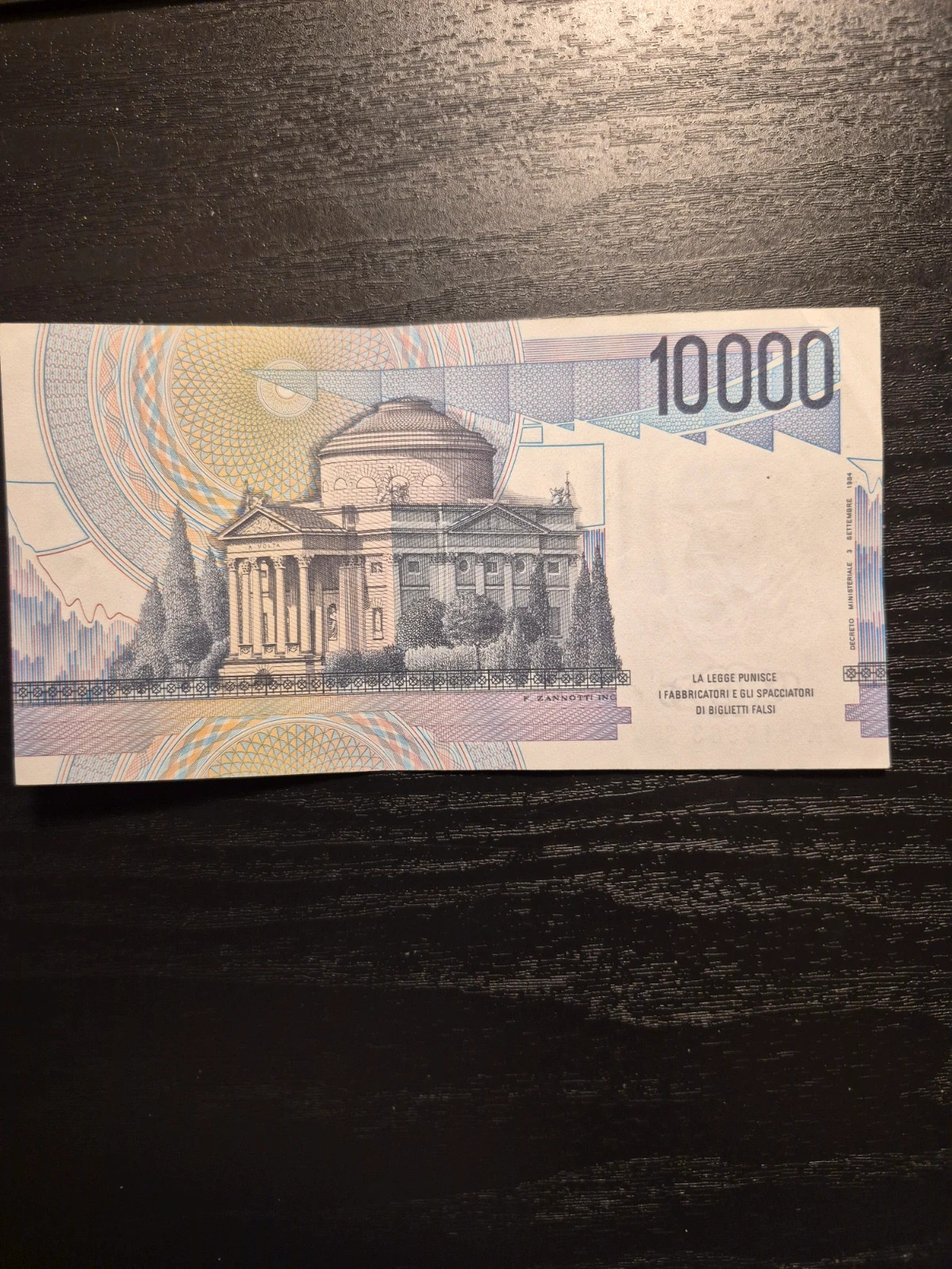 Billet 10 000 Lire Italienne Alessandro Volta Banca d'Italia 1984 5