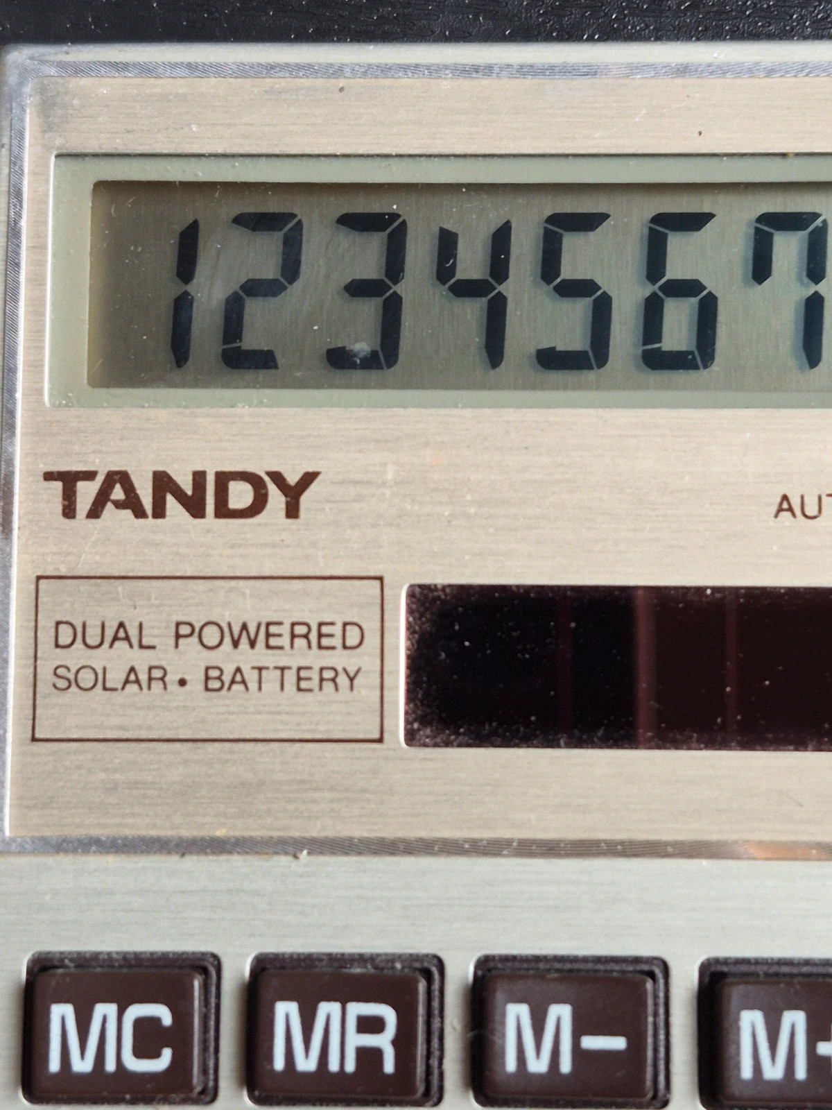 Calculatrice vintage Tandy EC-444 solaire/batterie + étui d'origine années 80 – TANDY 2