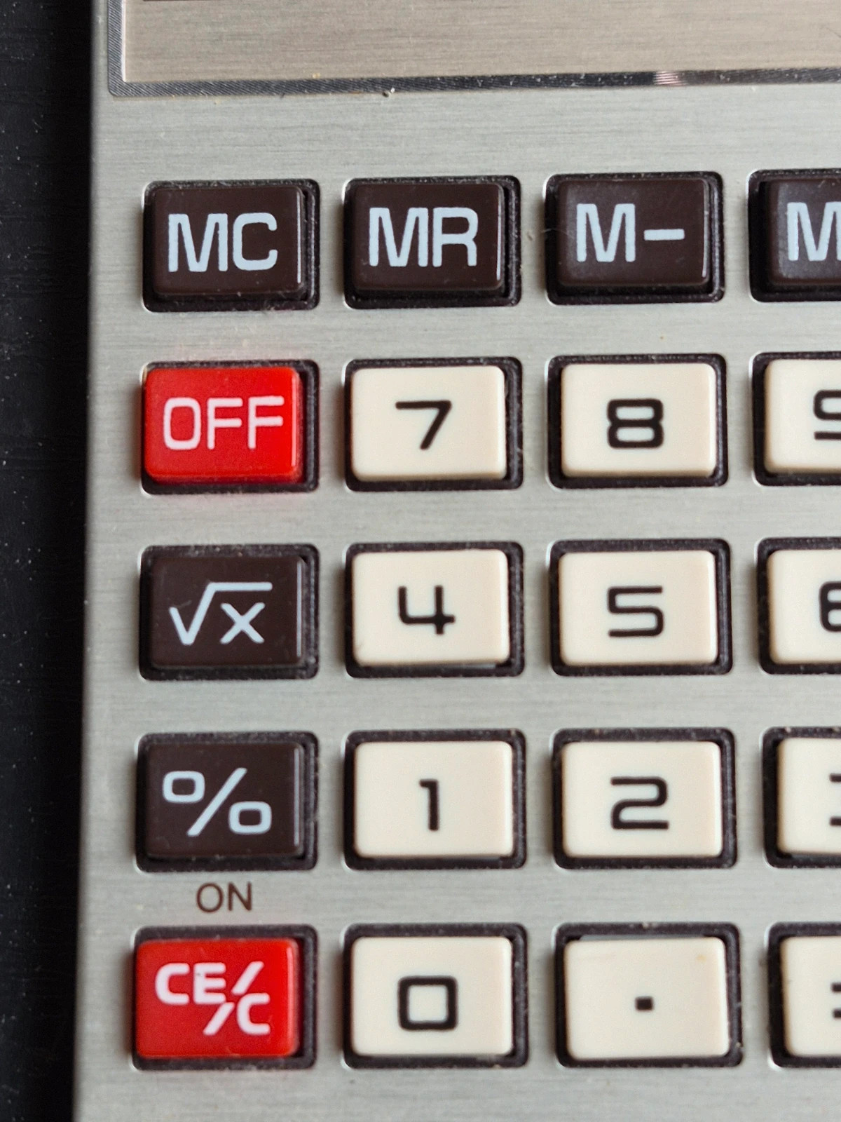 Calculatrice vintage Tandy EC-444 solaire/batterie + étui d'origine années 80 – TANDY 5