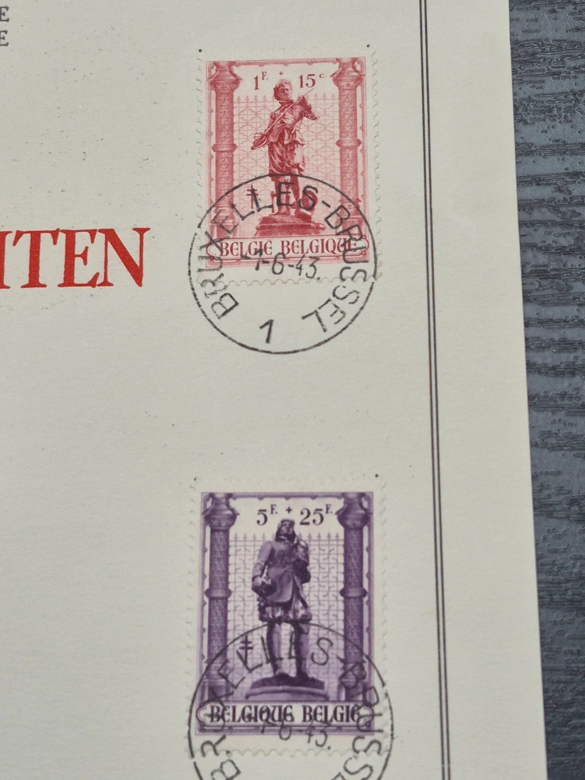 Feuillet Timbres Belgique 1943 - Anciens Métiers - Oblitéré 1er Jour 5