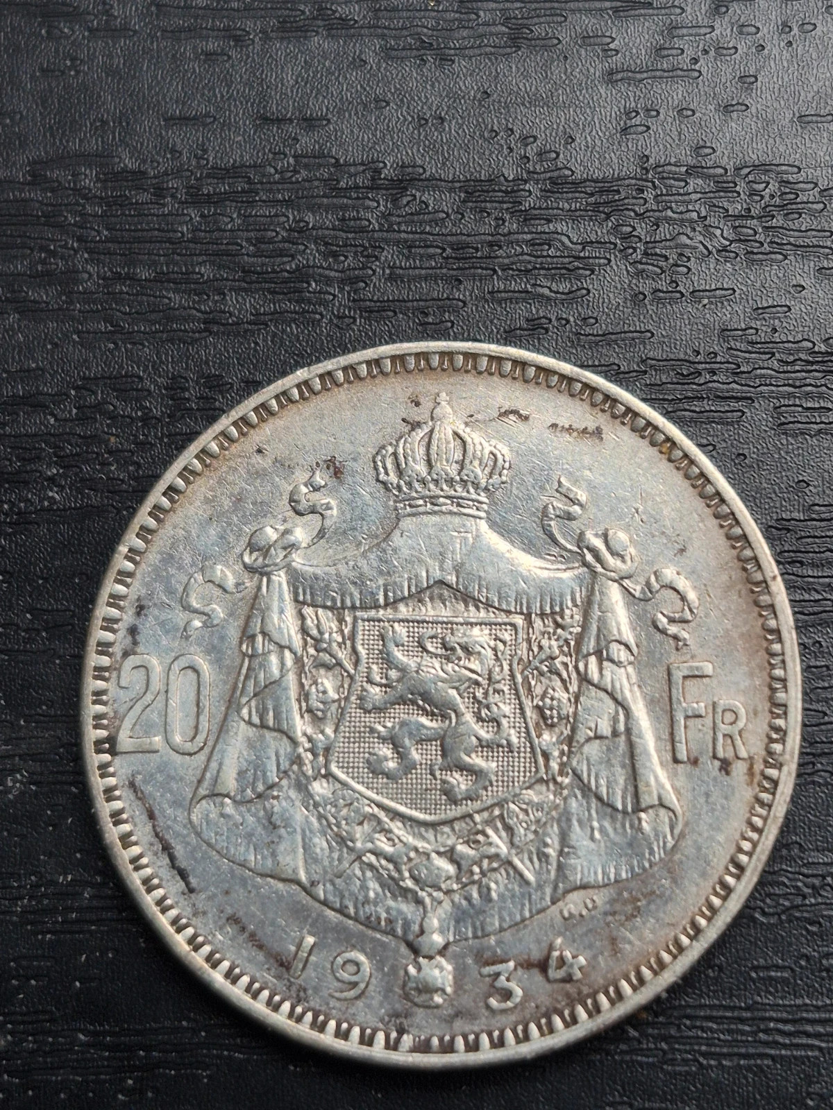 Pièce 20 Francs Belgique 1934 Argent - Albert Ier (Version Néerlandaise) 4