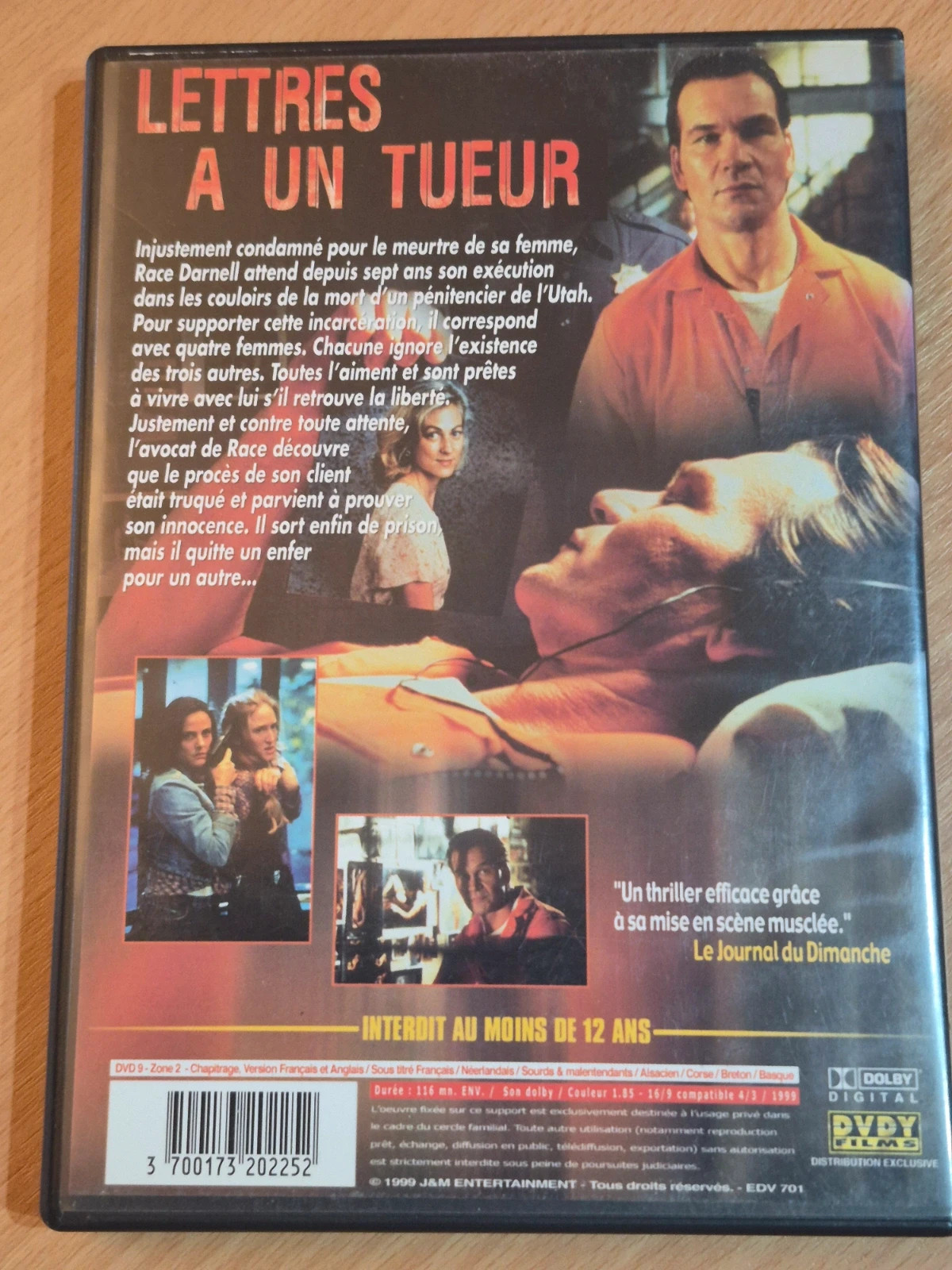 DVD Lettres à un tueur - Patrick Swayze - Thriller Langue 2