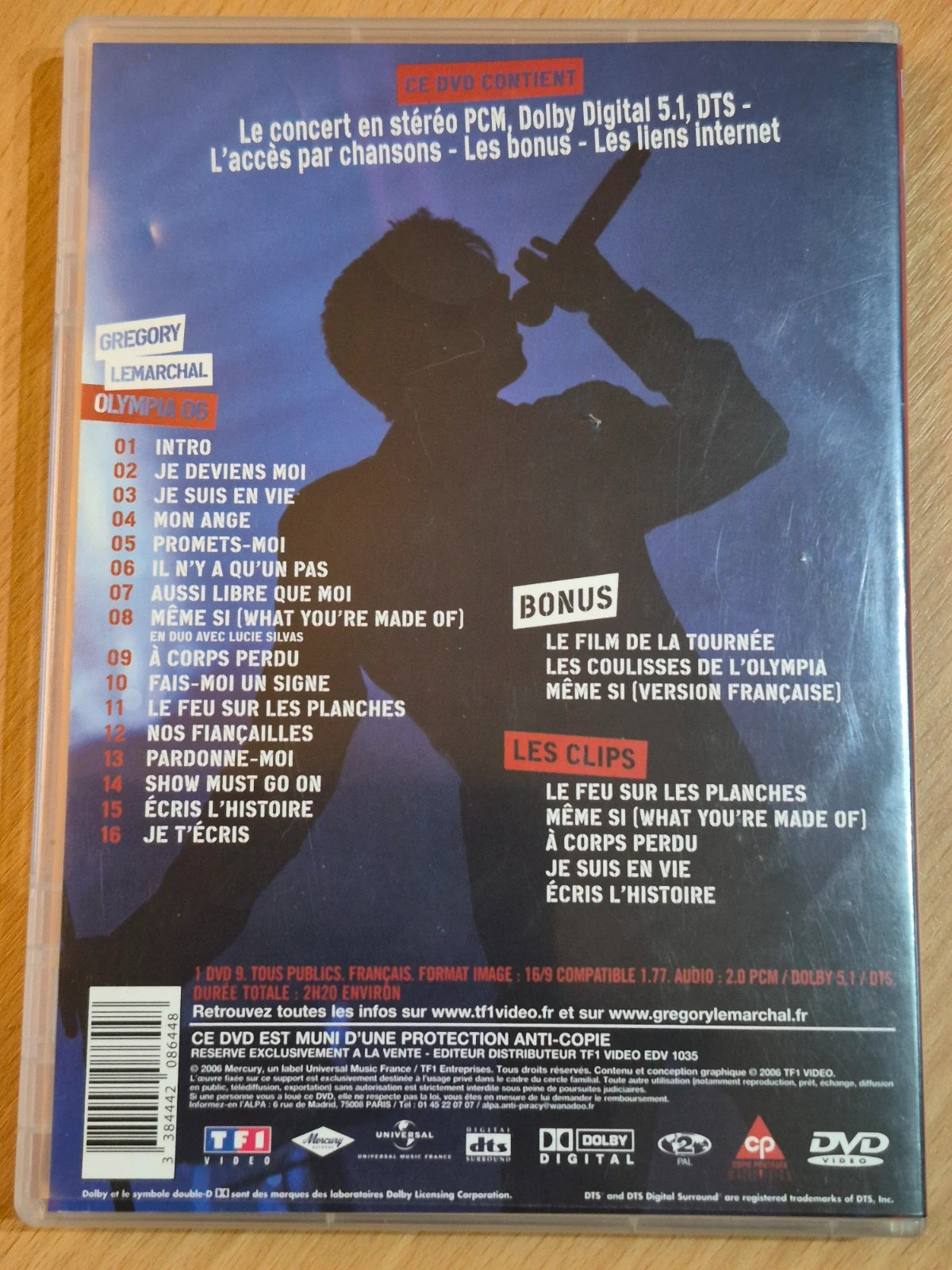DVD Grégory Lemarchal - Olympia 06 (Concert Live) 2