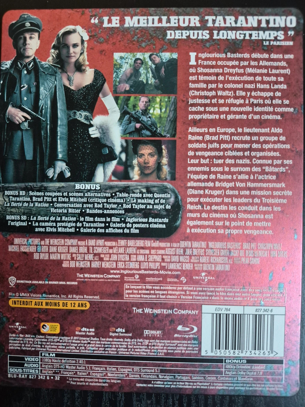 Steelbook Inglourious Basterds Blu-ray - Édition Limitée Tarantino 2