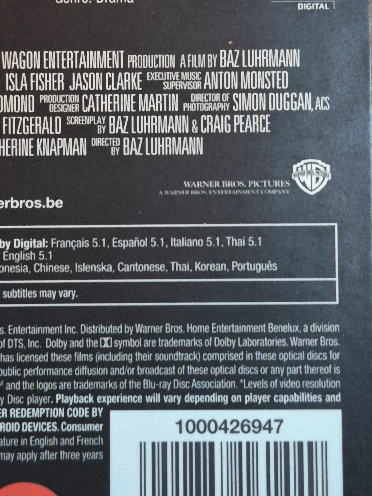 Blu-ray Gatsby le Magnifique (2013) - Édition avec Fourreau - Leonardo DiCaprio 5