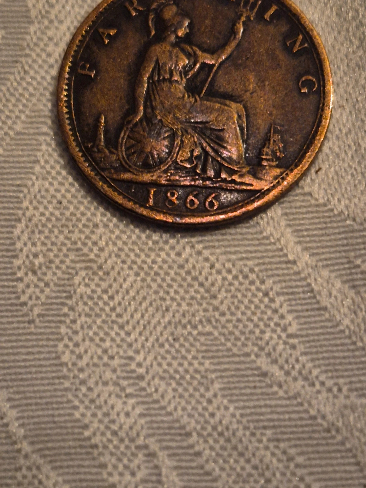 Pièce de 1 farthing britannique (1866) 2
