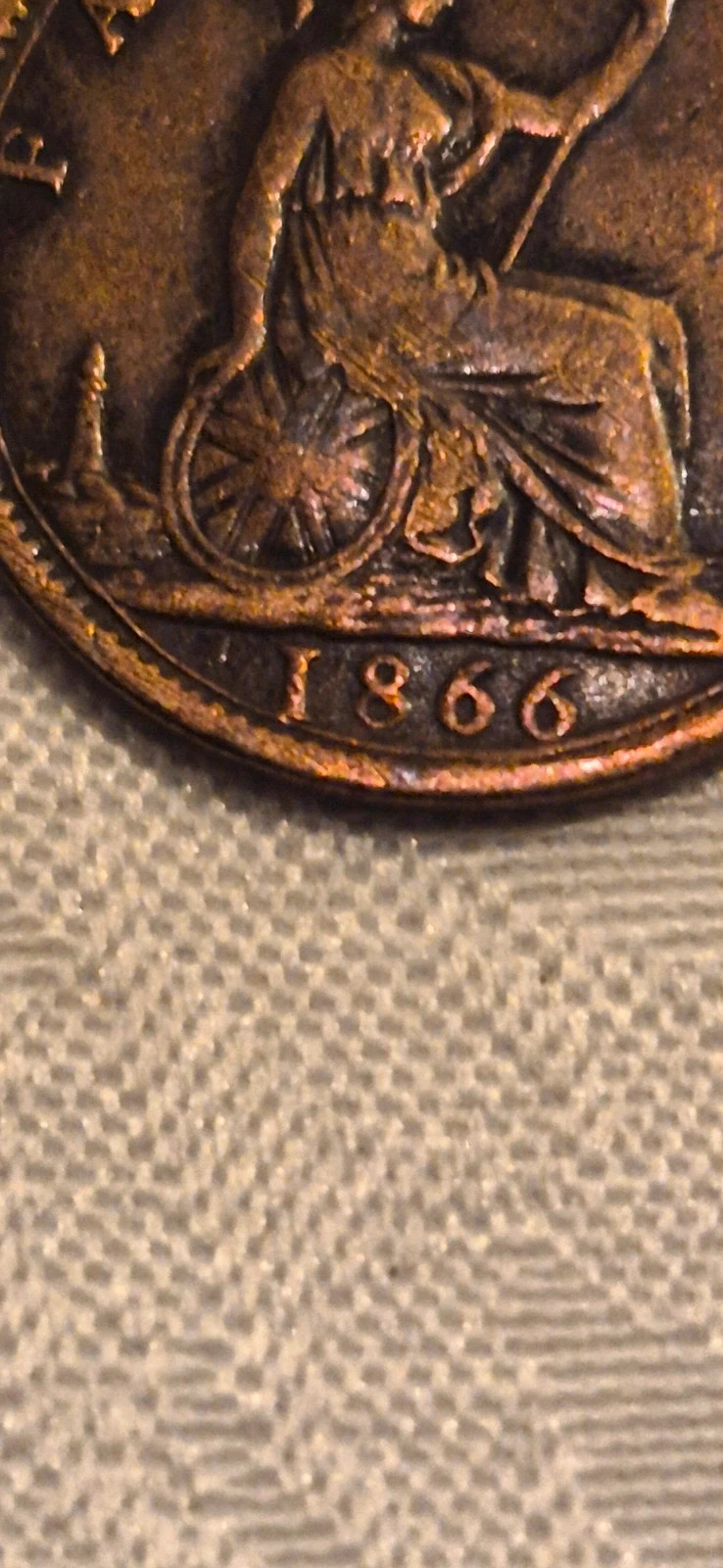 Pièce de 1 farthing britannique (1866) 3