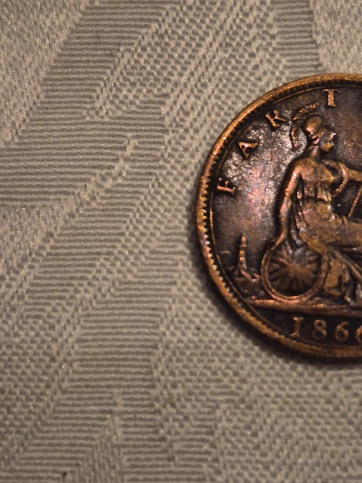 Pièce de 1 farthing britannique (1866) 4