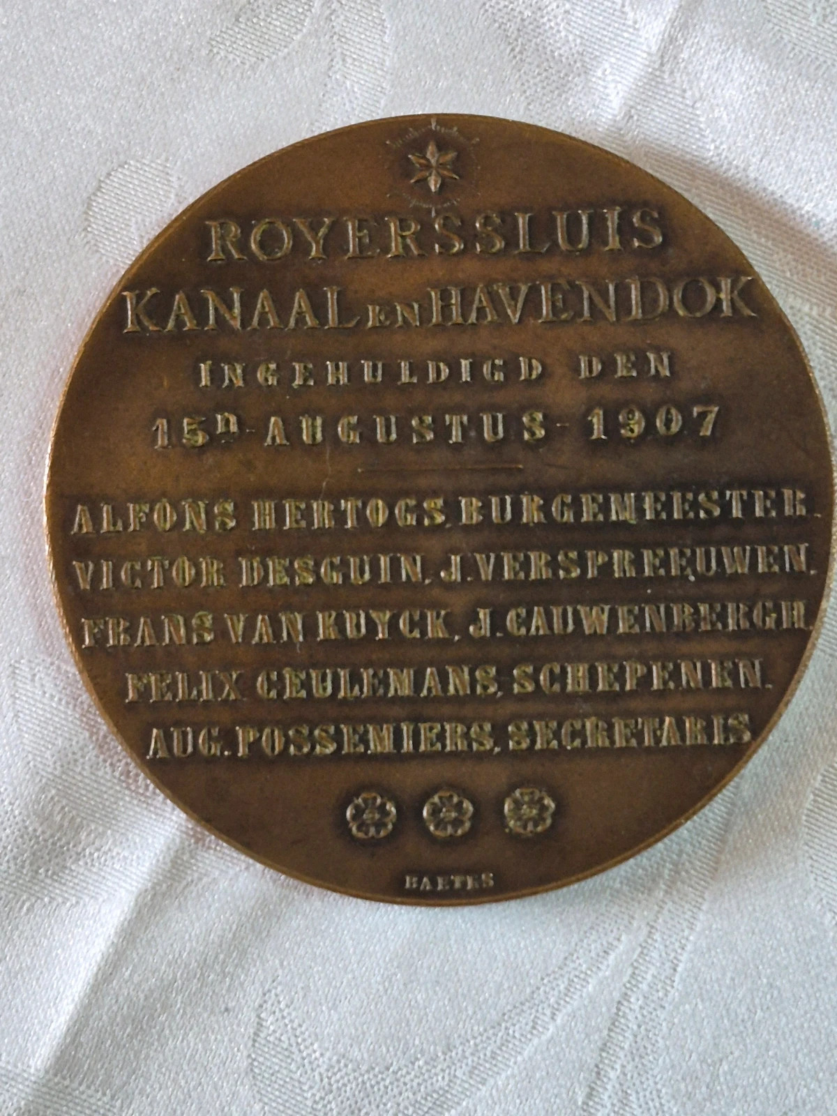 Médaille l'écluse Royers belgique 1907 2