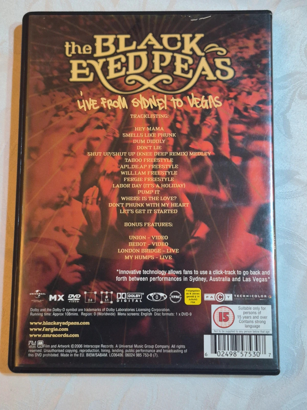 Dvd The Black Eyed Peas live from Sydney to Vegas 2