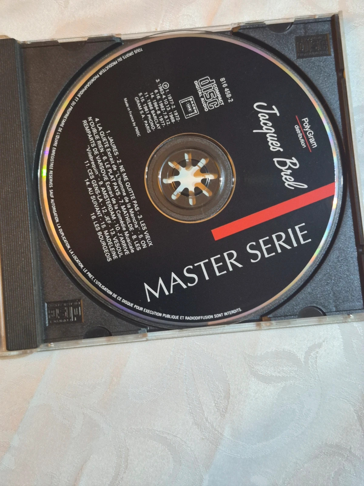 Cd Jacques Brel "master serie vol 1" 5