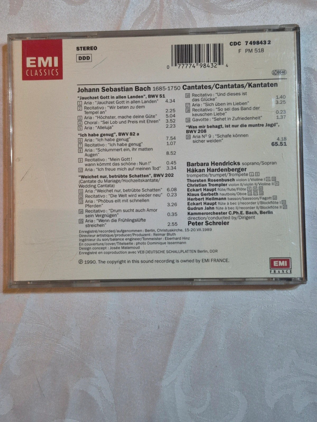 Cd Barbara Hendricks "bach Kantaten" 2