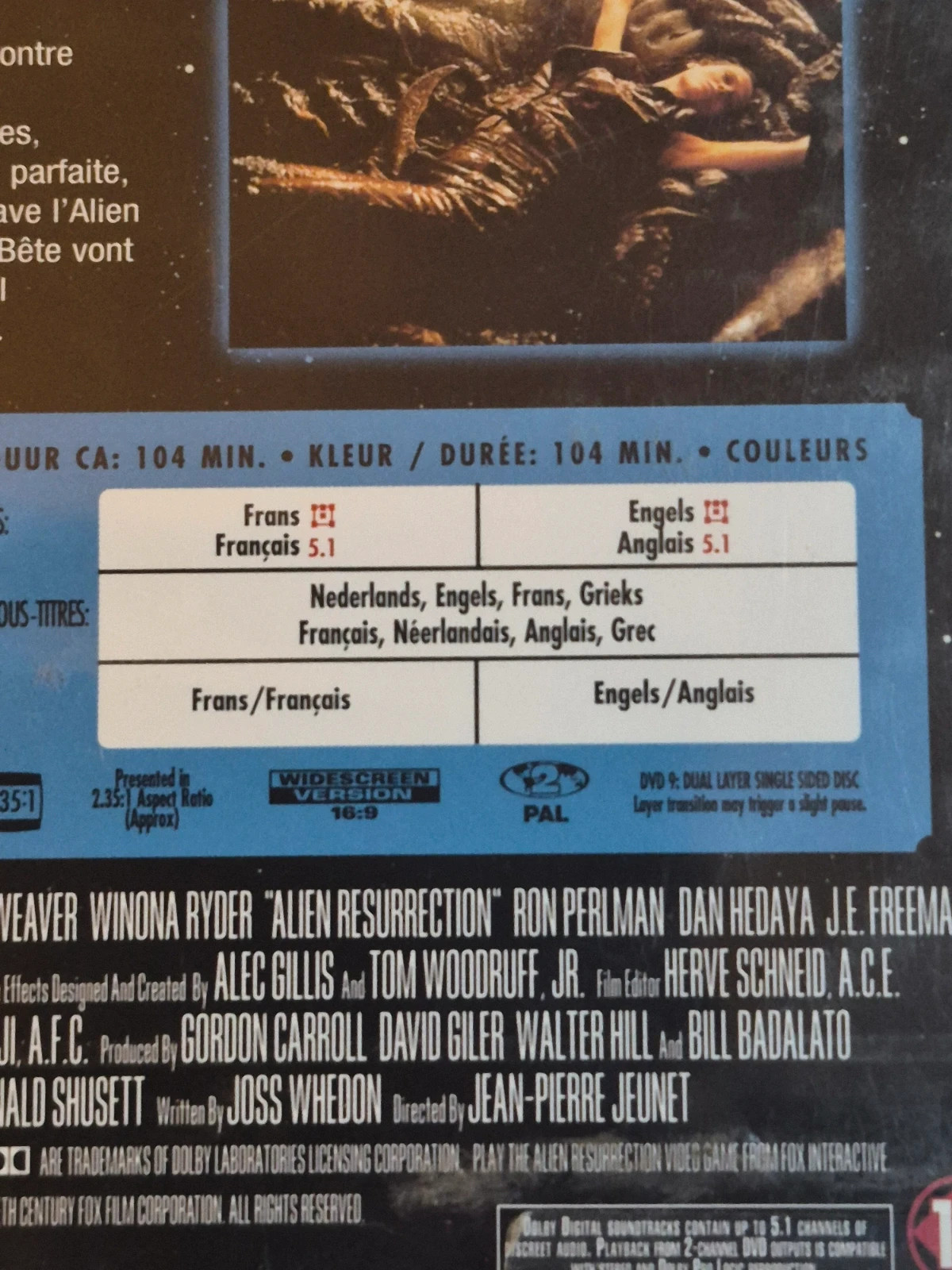 Dvd Alien Ressurection sous blister 3
