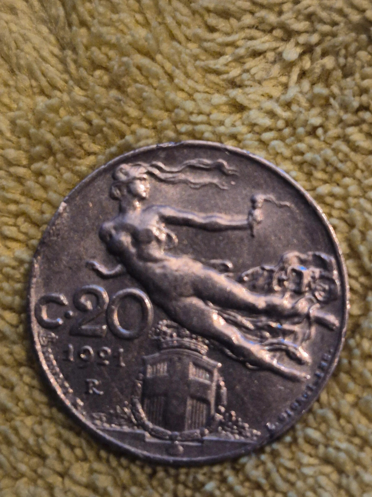 Pièce de 20 centimes italie (1921) 3