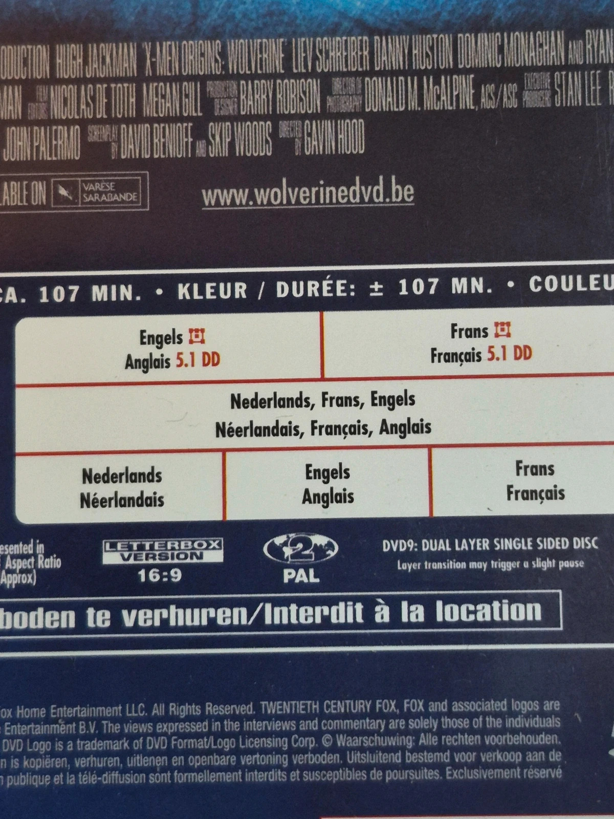 Dvd X-men origins wolverine 3