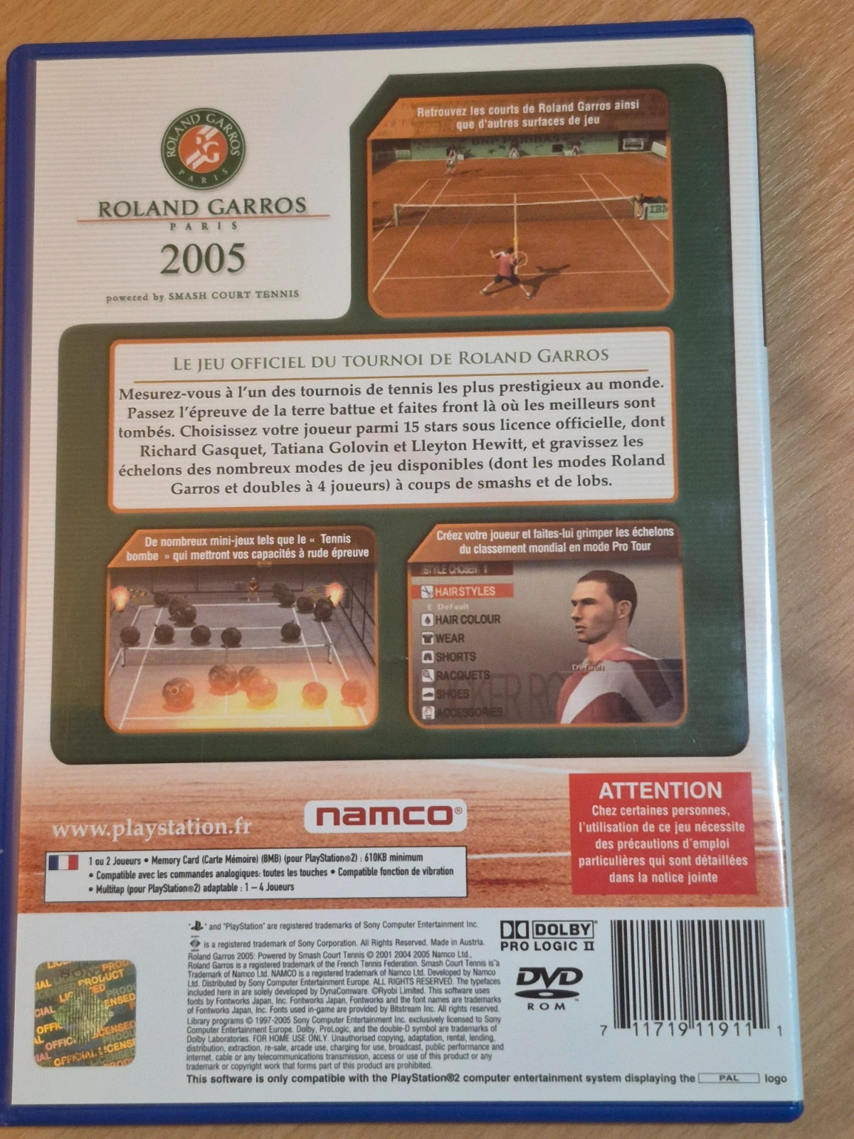 Jeu Roland Garros 2005 pour PS2 complet 2
