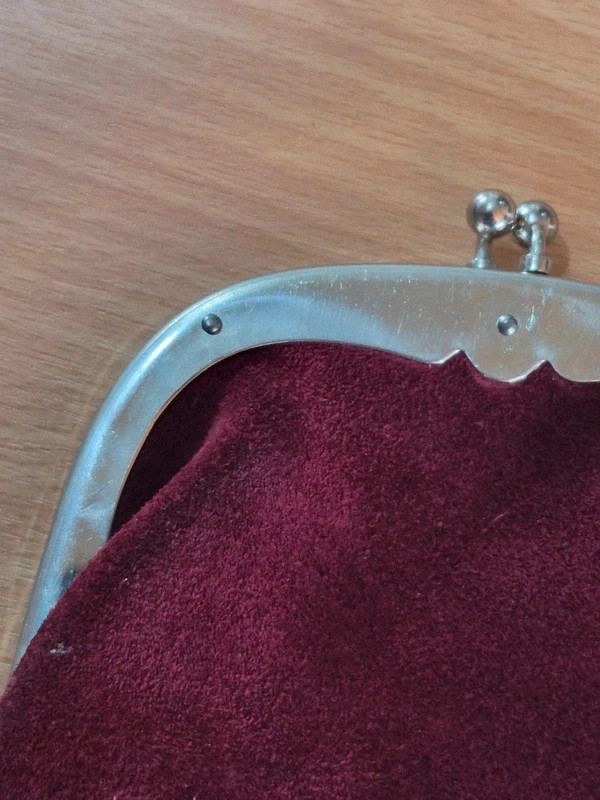 Porte feuille vintage en daim bordeaux 2