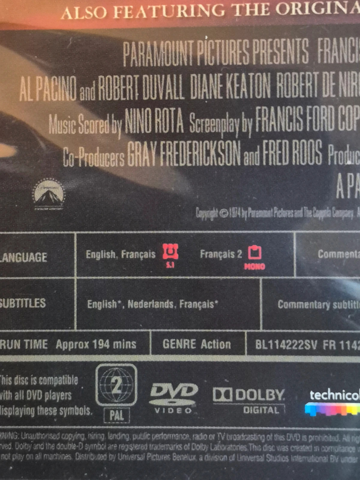Dvd Le parrain partie 2 3