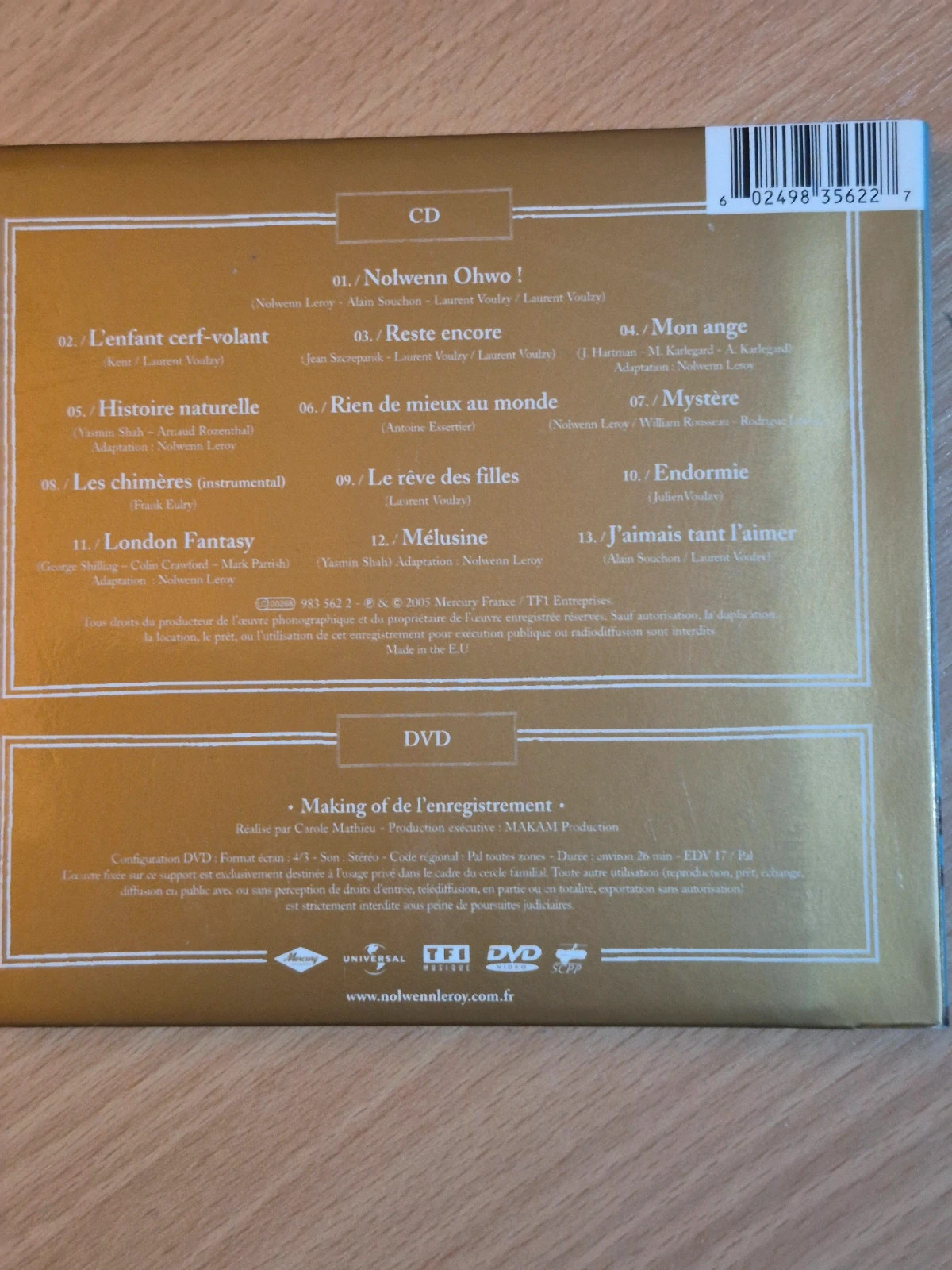 Cd audio +Dvd Nolwenn Leroy (histoires naturelles) 2