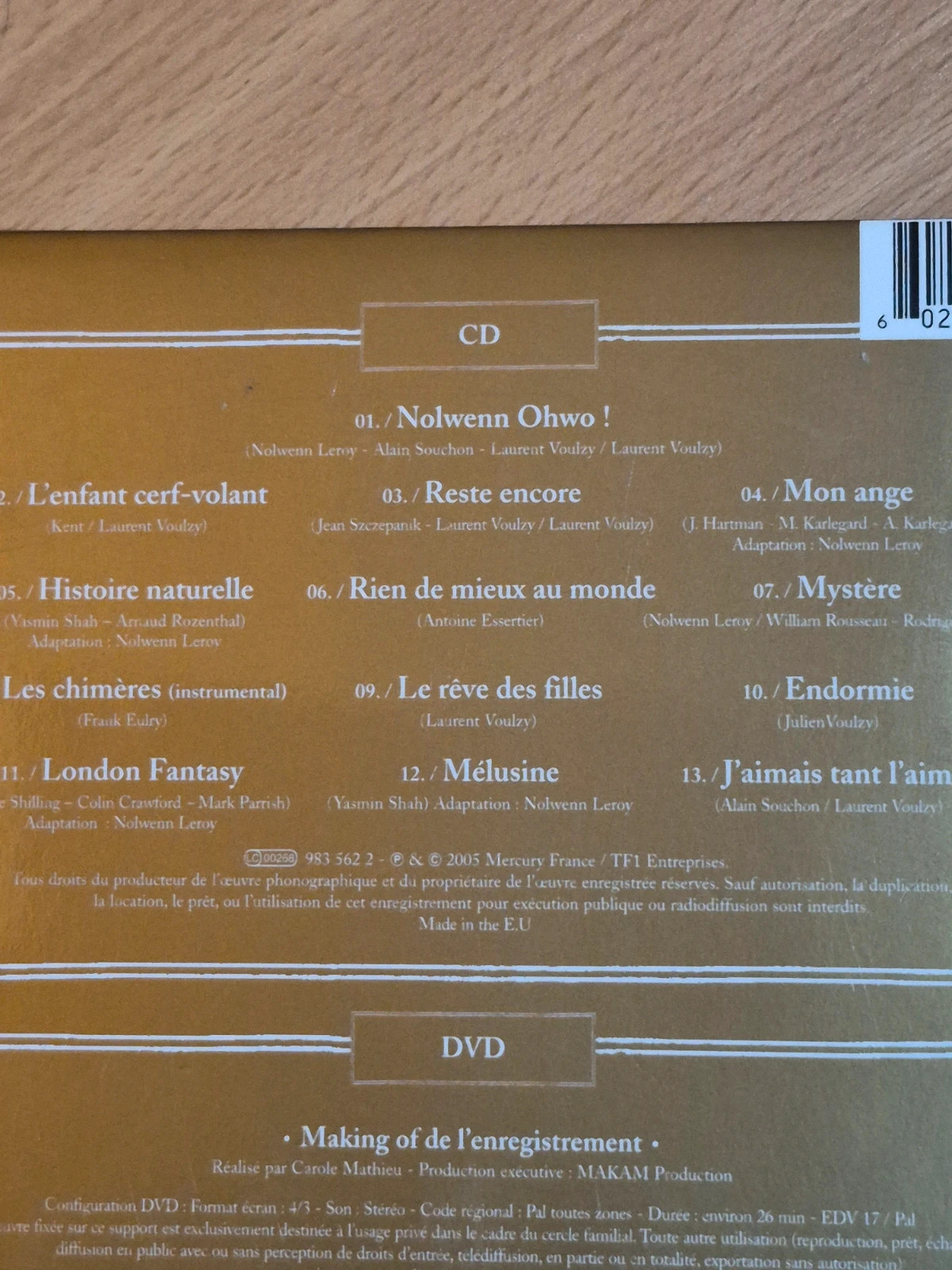 Cd audio +Dvd Nolwenn Leroy (histoires naturelles) 3