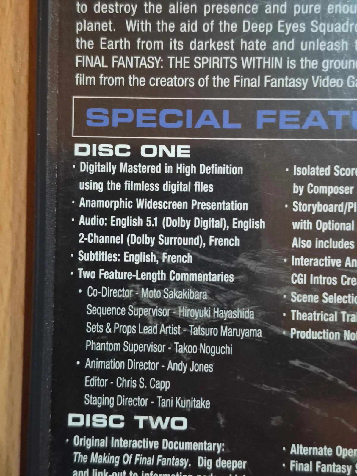 Dvd Final Fantasy The Spirits within 3