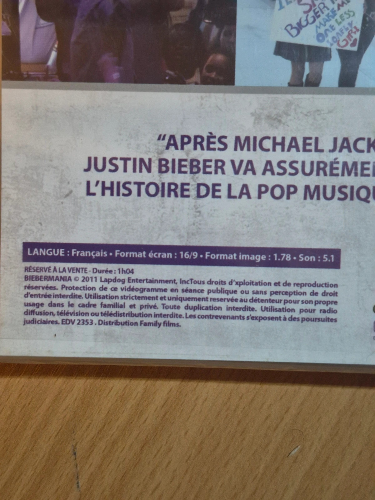 Dvd Bieber Mania sous blister 3