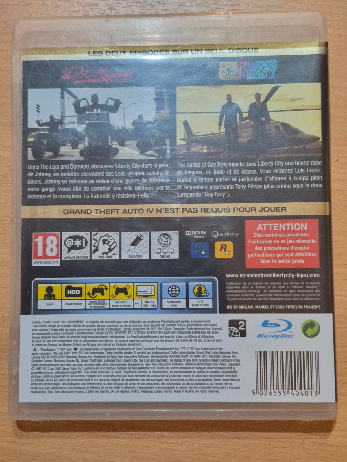 Jeu Grand Theft Auto PS3 sans notice 2