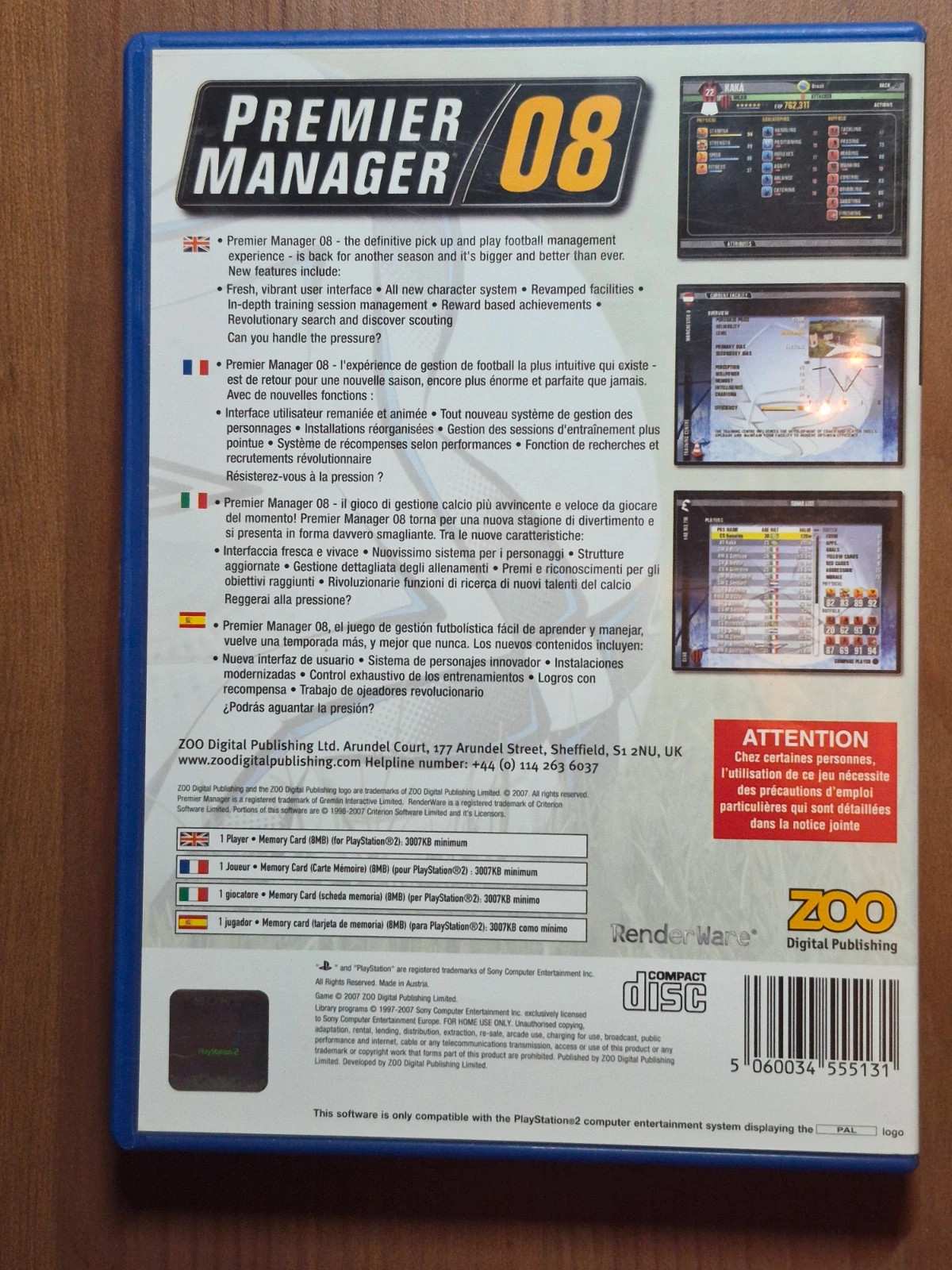Jeu Premier manager 08 pour PS2 complet 2