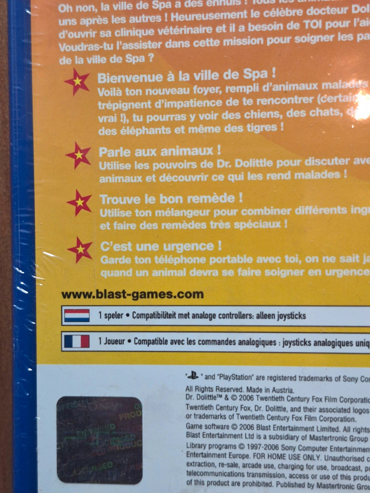 Jeu Dr. Dolittle pour PS2 sous blister 5