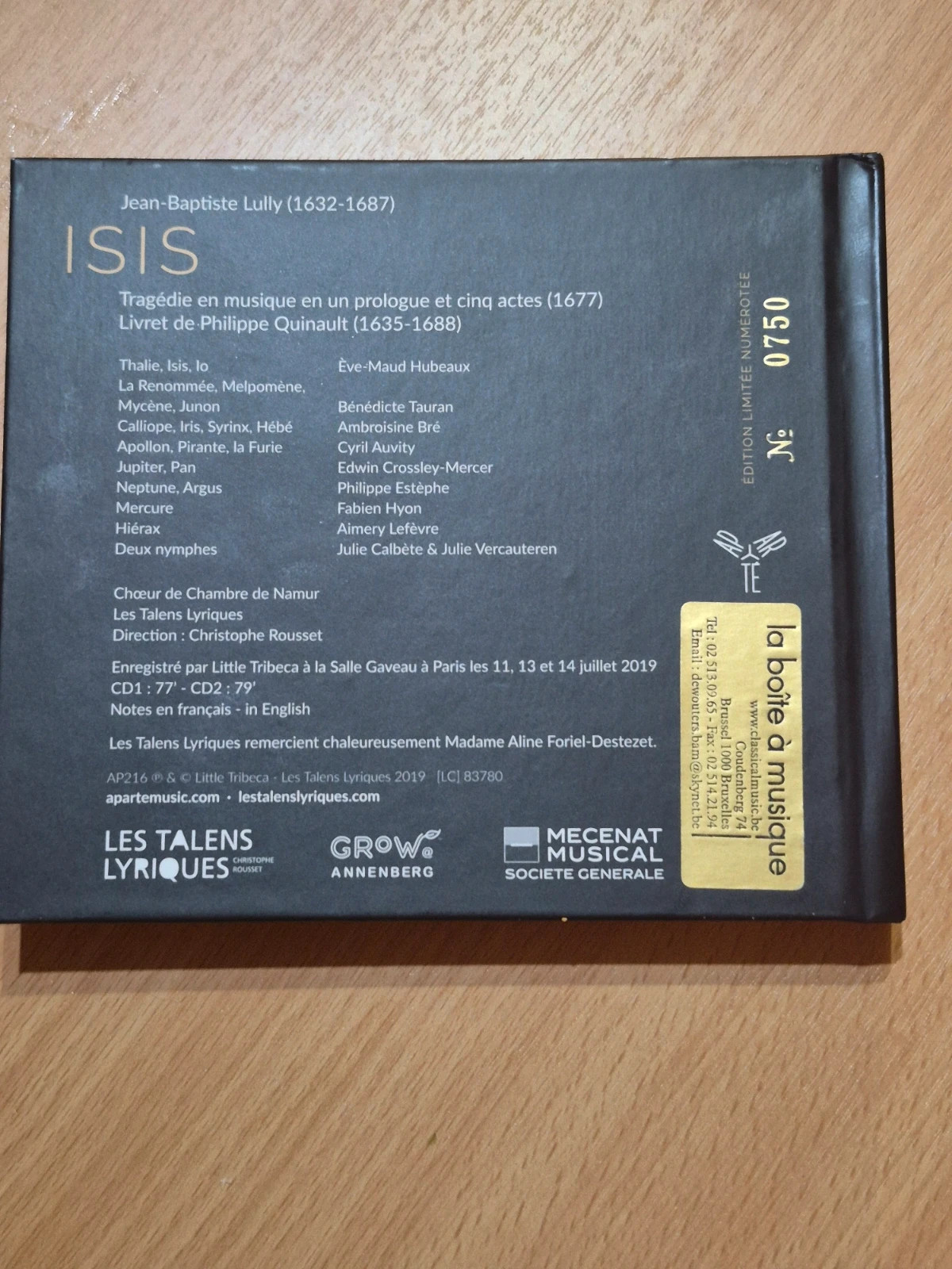 Coffret Cd audio Jean-Baptiste lully (isis) 2